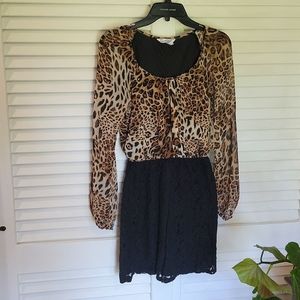 Speechless XS Cheetah Print Long Sleeve Dress